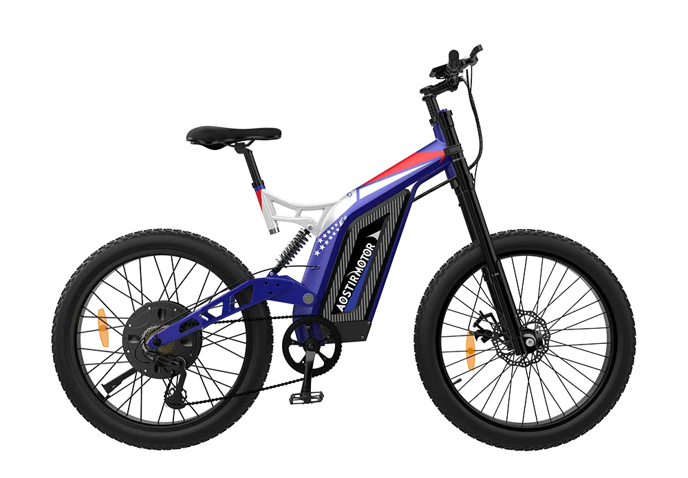 AOSTIR Electric Bike S17 | Big Front Fork | 1500W – 48V 20Ah 960Wh – 26×4.0 Fat – Dual Suspension – 1500W